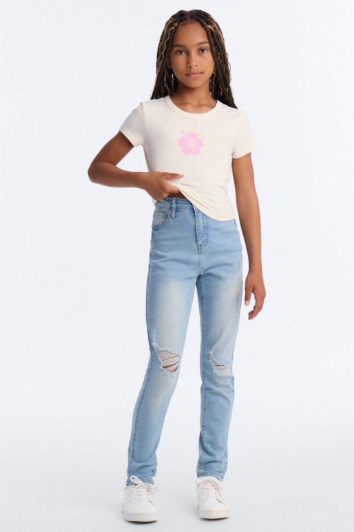Mini Girly Ambition Ripped Skinny Jeans - Light Wash