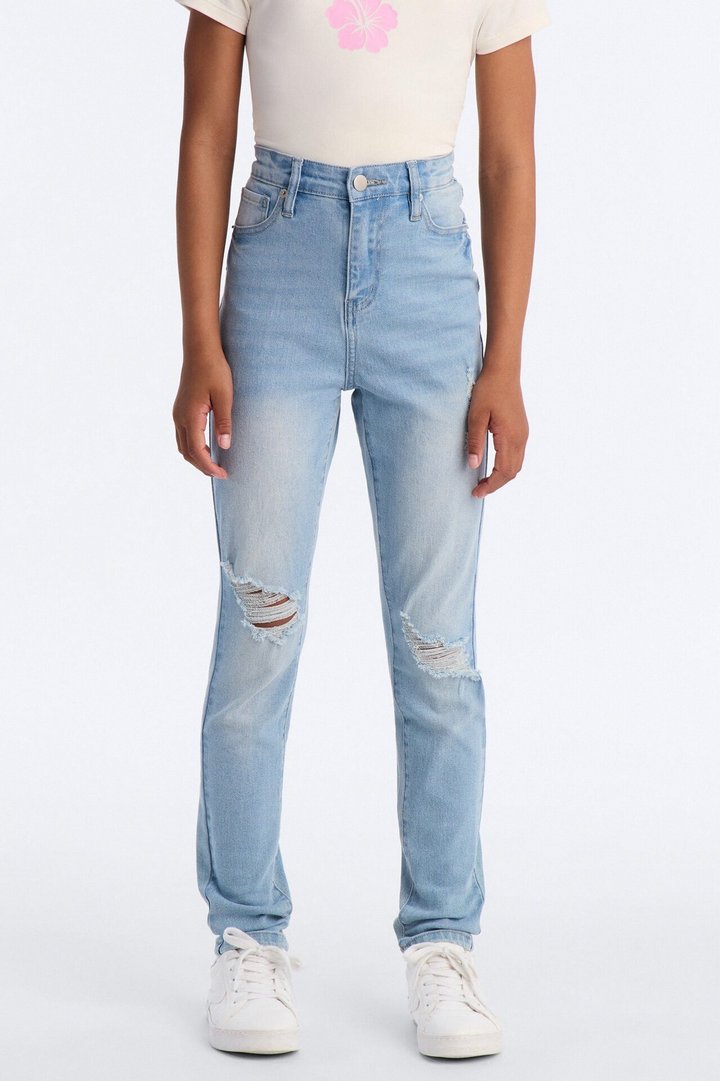Mini Girly Ambition Ripped Skinny Jeans - Light Wash
