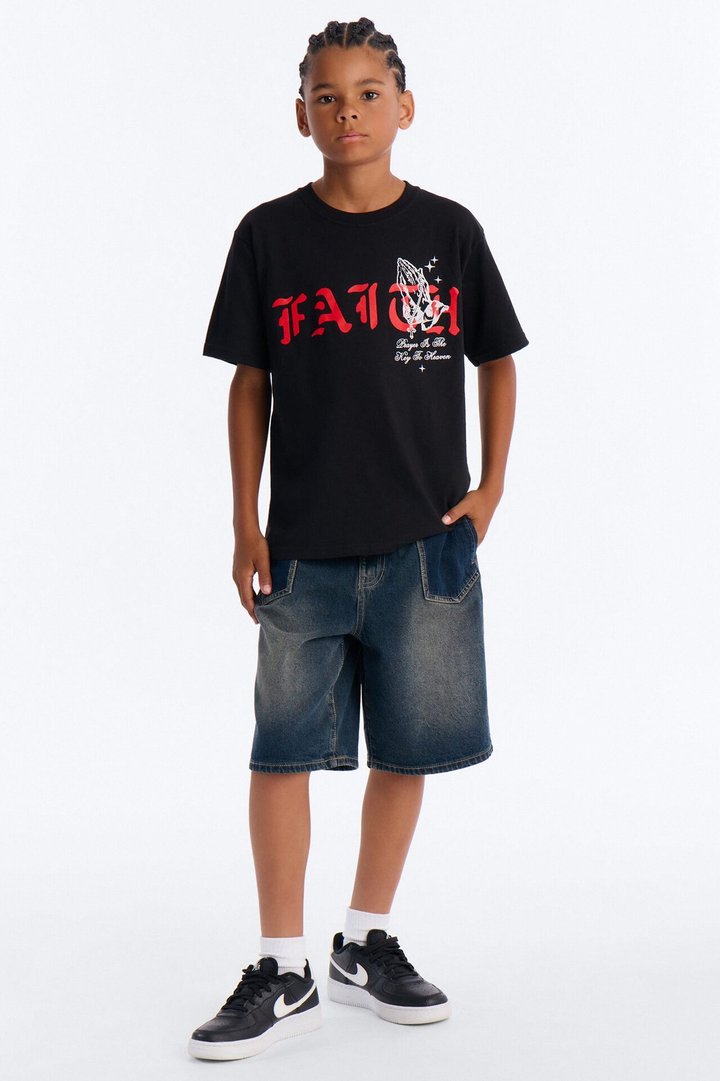 Mini Blessed With Faith Short Sleeve Tee - Black