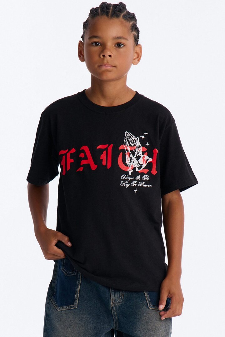 Mini Blessed With Faith Short Sleeve Tee - Black