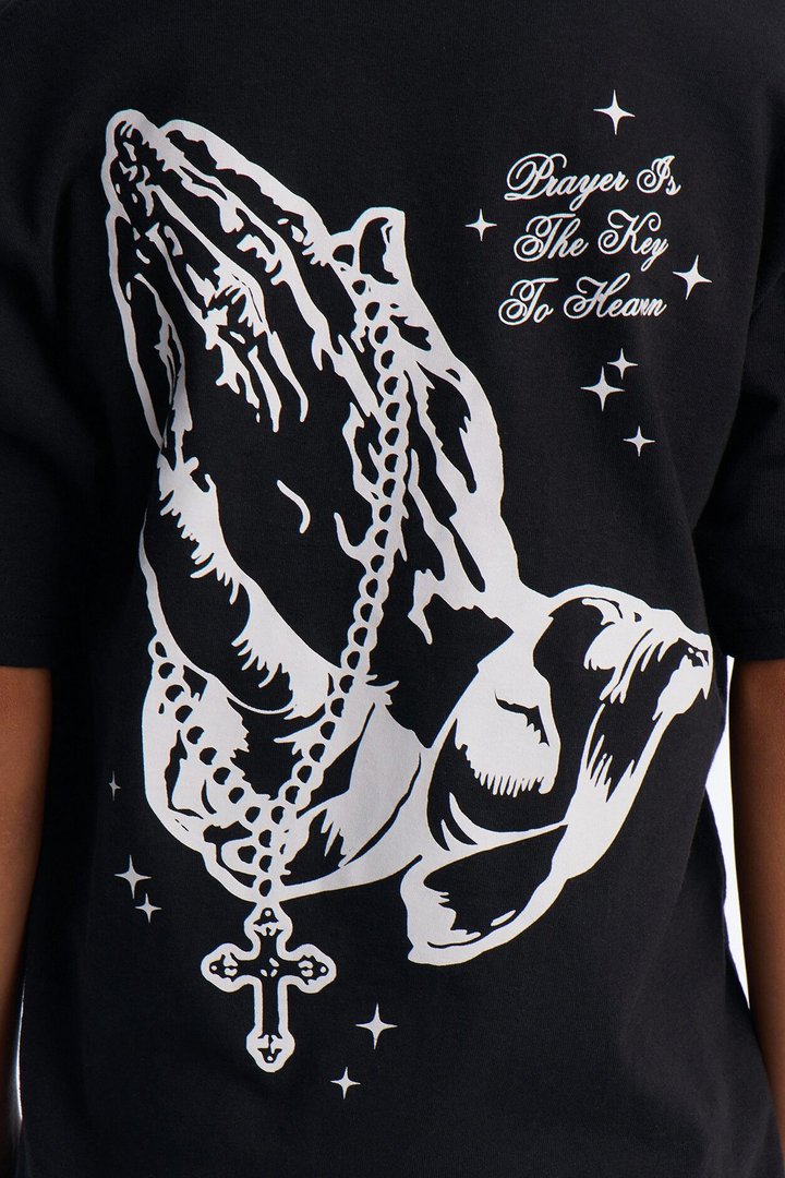 Mini Blessed With Faith Short Sleeve Tee - Black