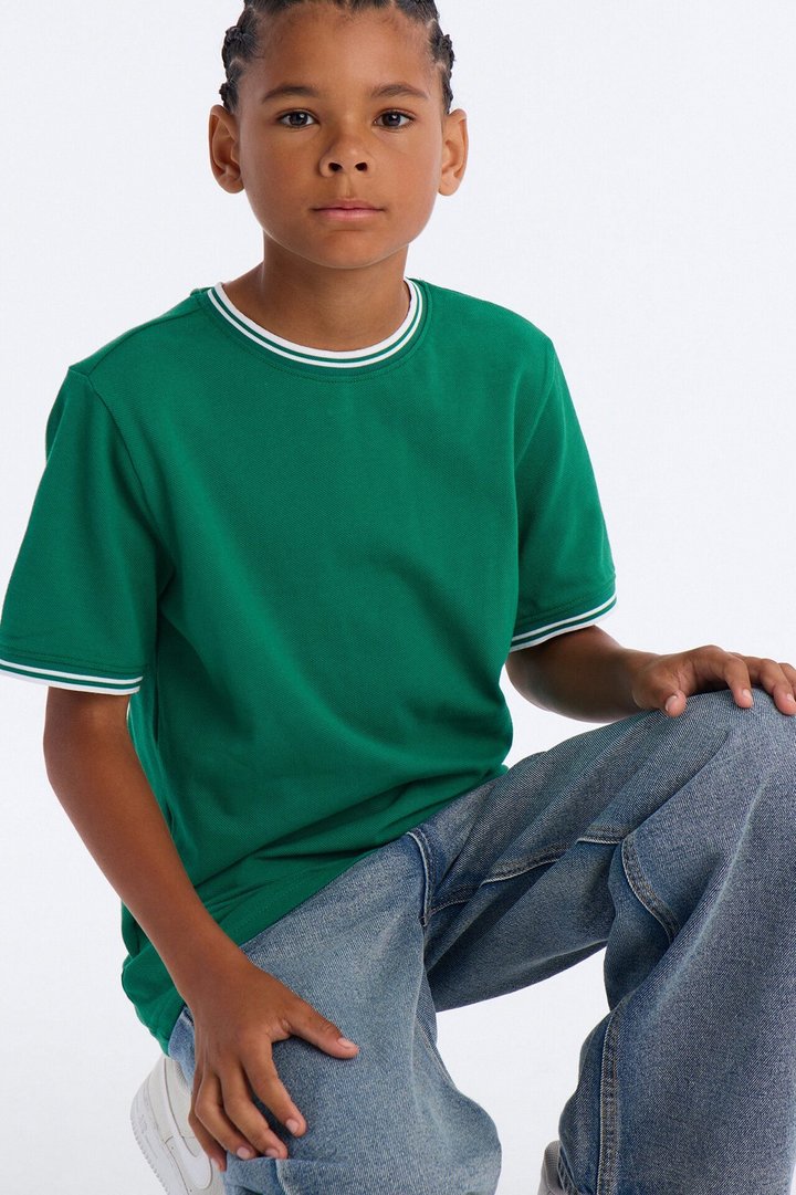 Mini I Don't Mind Pique Short Sleeve Tee - Green