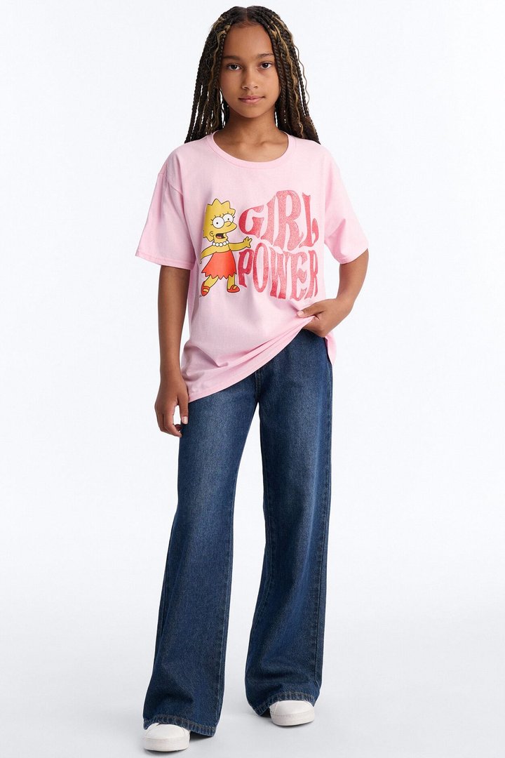 Mini Lisa Simpson Girl Power Short Sleeve Tee - Pink/combo