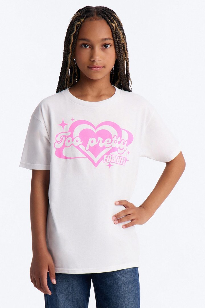 Mini Too Pretty For This Short Sleeve Tee - White