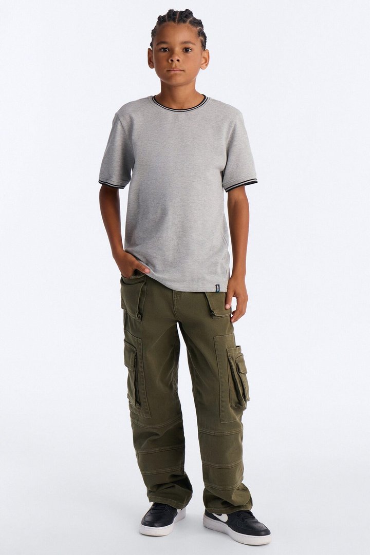 Mini I Don't Mind Pique Short Sleeve Tee - Grey