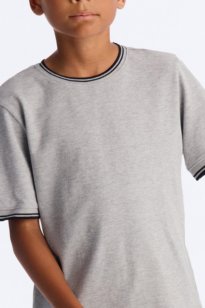 Mini I Don't Mind Pique Short Sleeve Tee - Grey