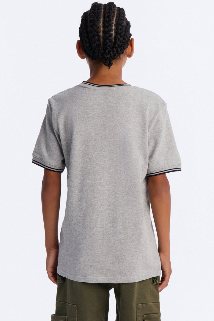 Mini I Don't Mind Pique Short Sleeve Tee - Grey