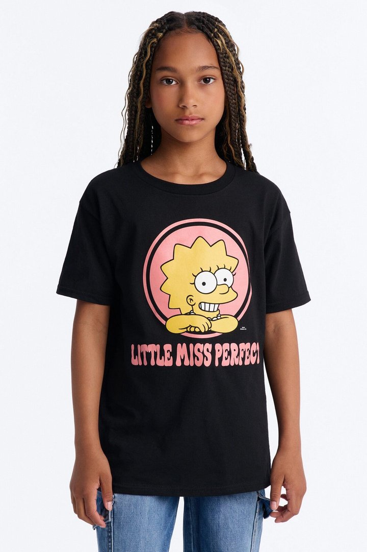 Mini Lisa Simpson Little Miss Perfect Short Sleeve Tee - Black