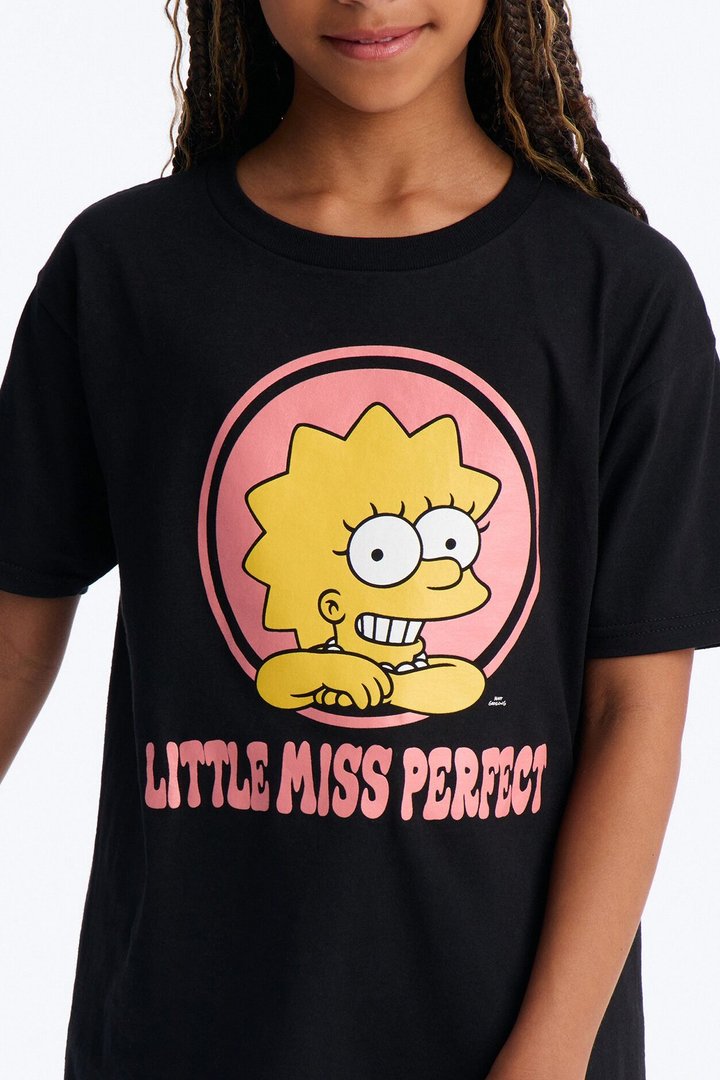Mini Lisa Simpson Little Miss Perfect Short Sleeve Tee - Black