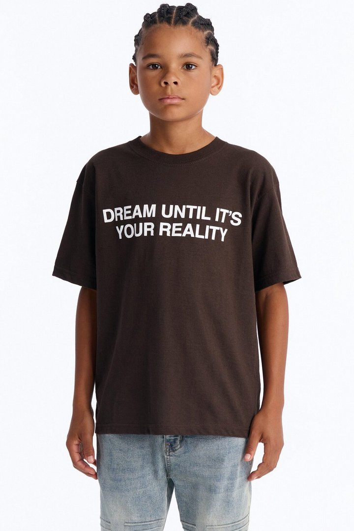 Mini Dream Until Its Your Reality Short Sleeve Tee - Brown