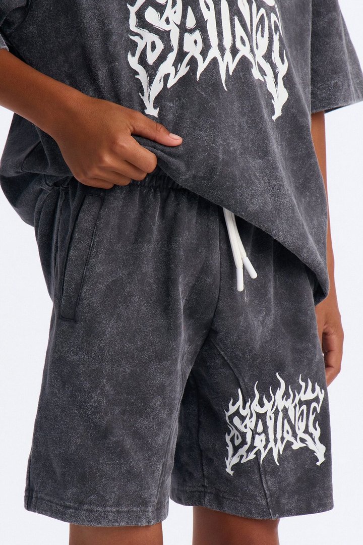 Mini Saint Forever Shorts - Black Wash
