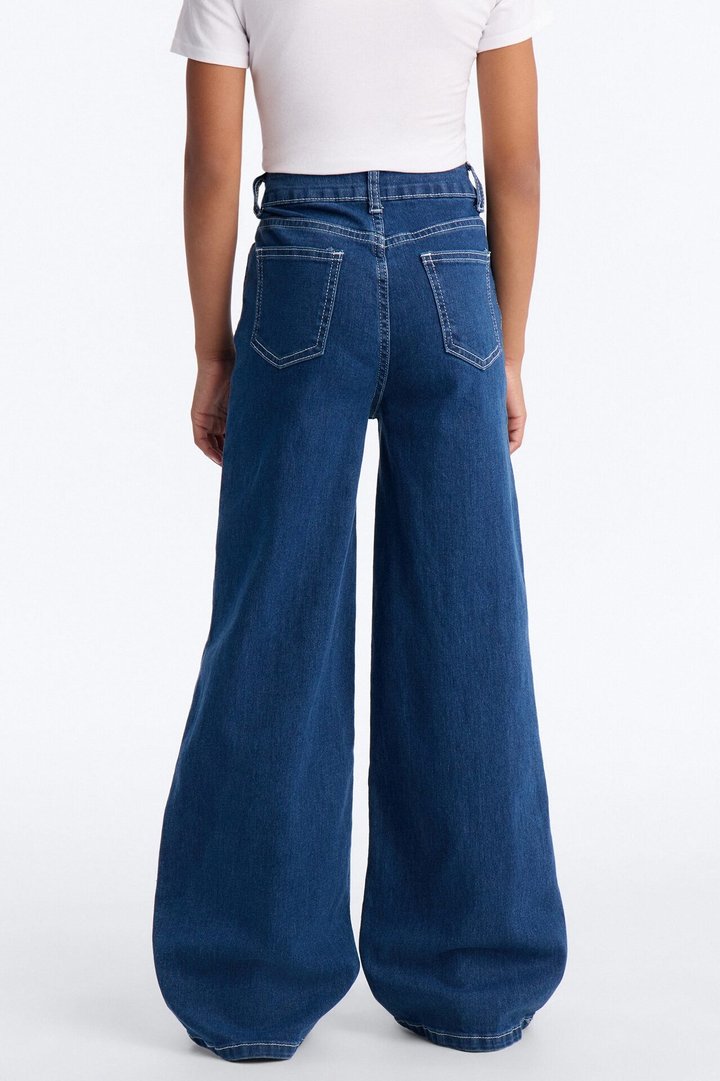 Mini Daydreaming Embroidered Wide Leg Jeans - Dark Wash