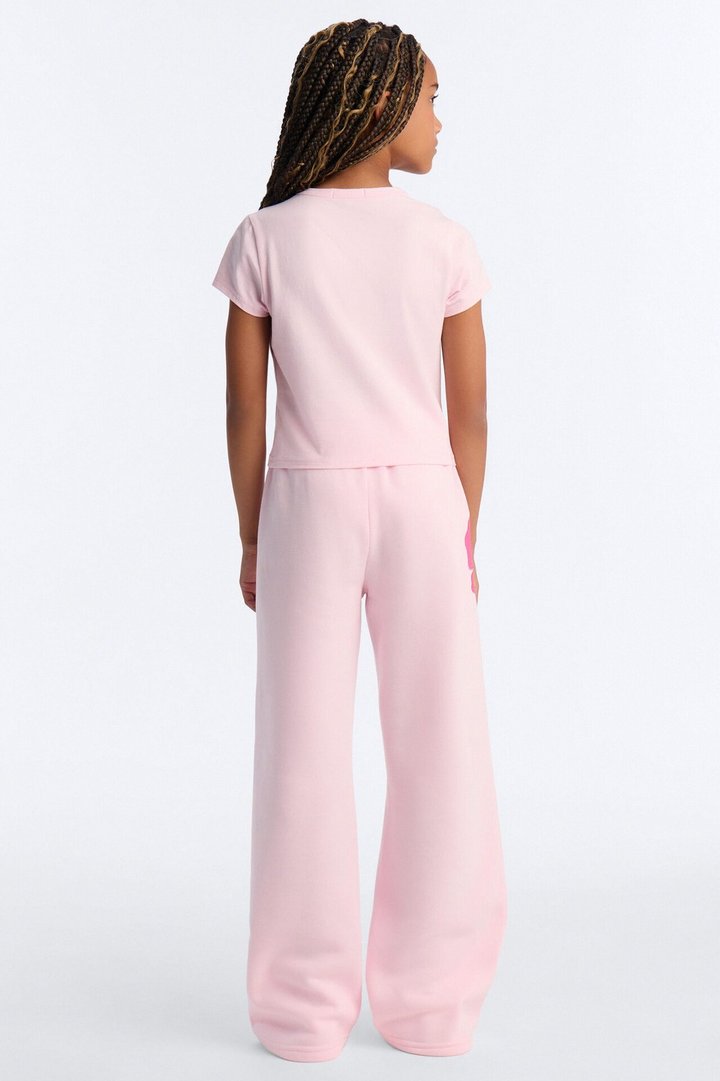 Mini Happy Hibiscus Wide Leg Pant Set - Light Pink