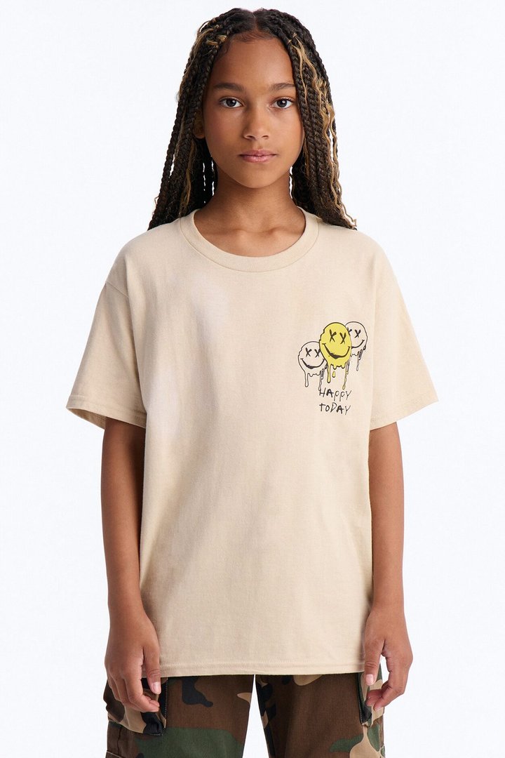 Mini Happy Happy Today Tee - Sand