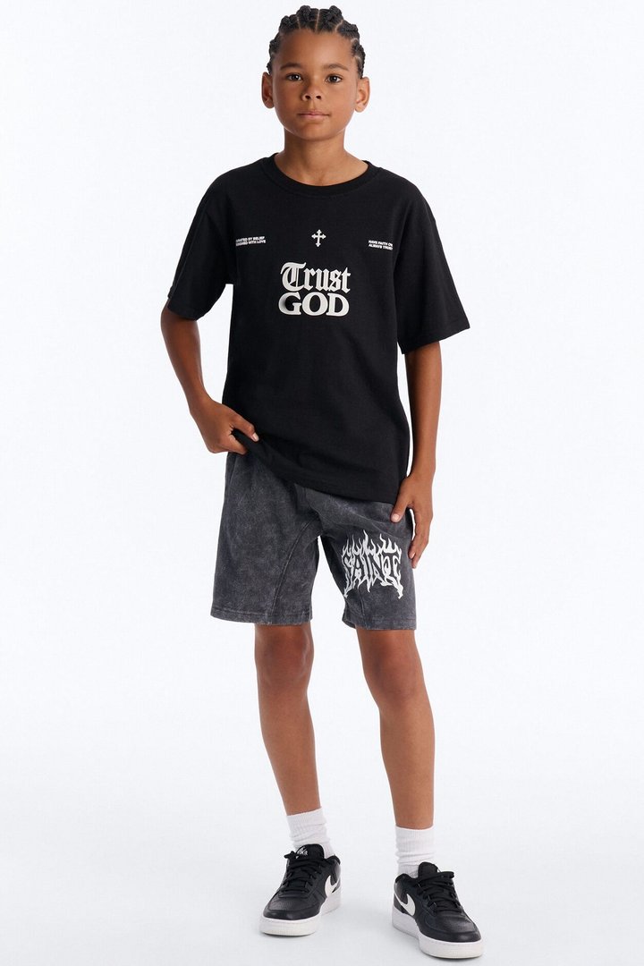 Mini Trust God Short Sleeve Tee - Black