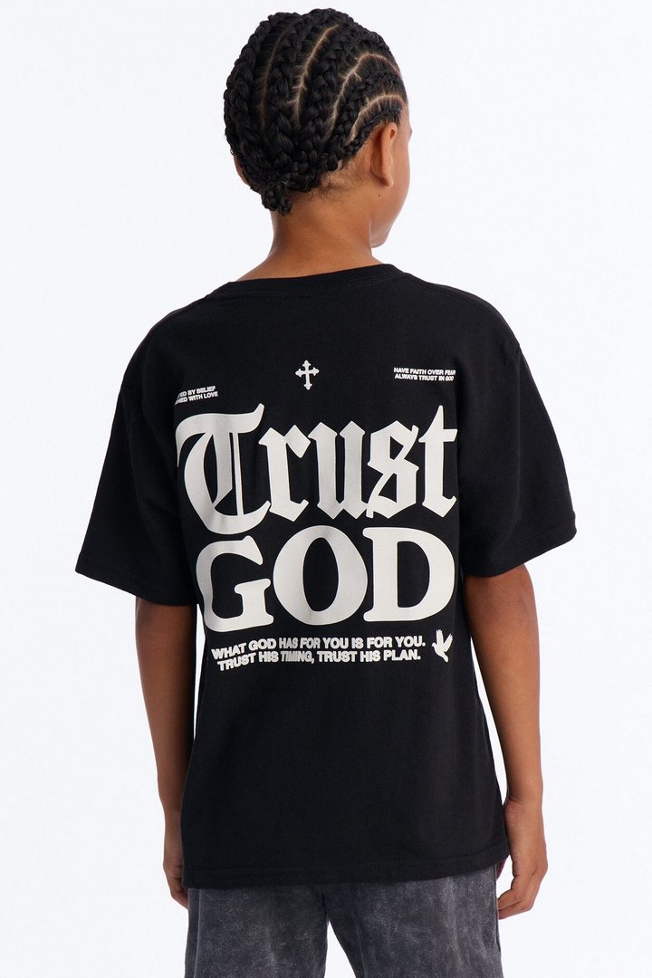 Mini Trust God Short Sleeve Tee - Black