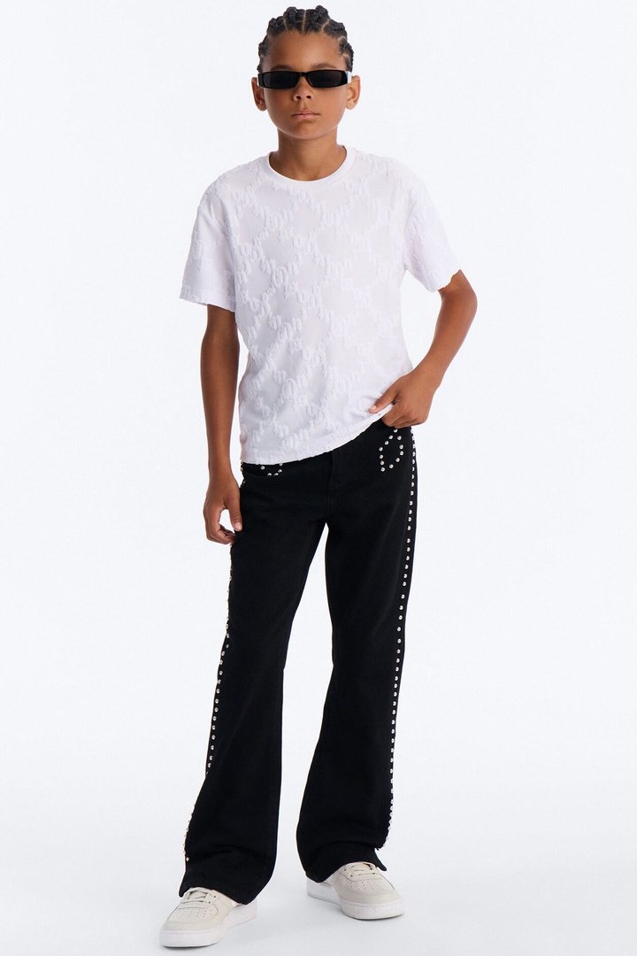 Mini Stacked Slim Flare Iron Outlaw Slit Jean - Black
