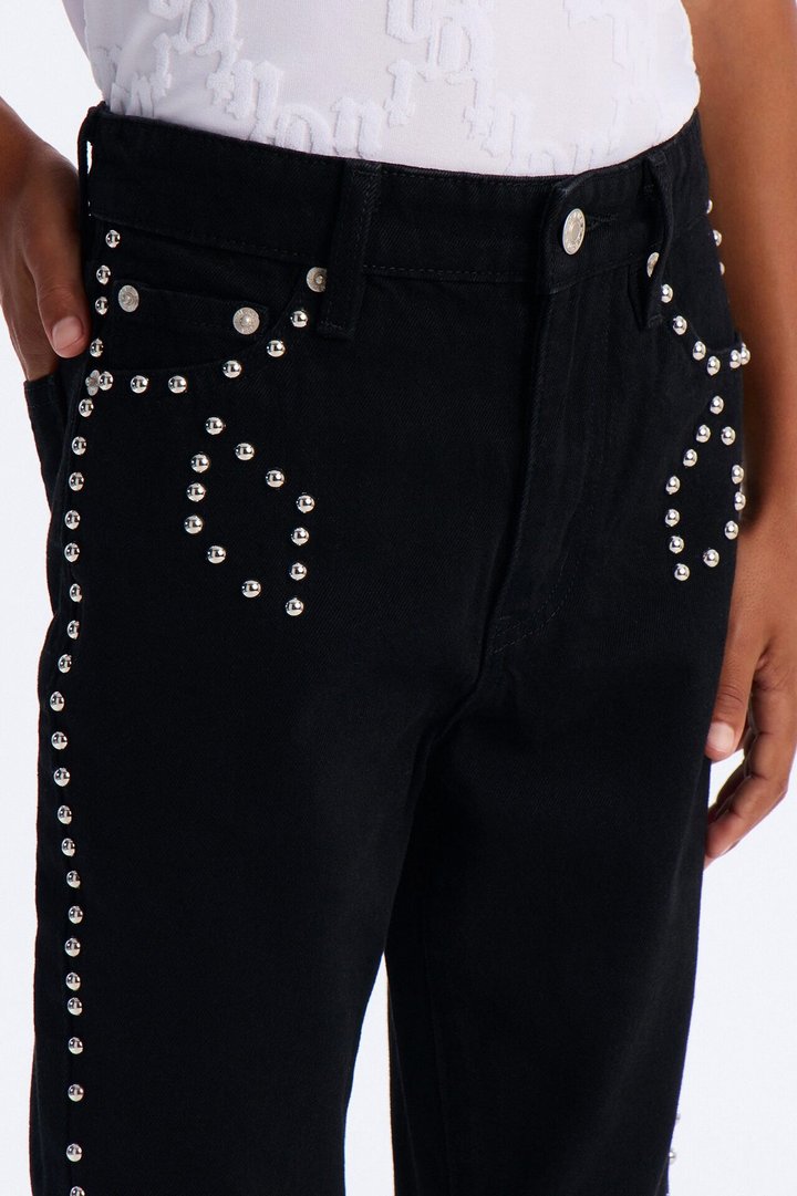 Mini Stacked Slim Flare Iron Outlaw Slit Jean - Black