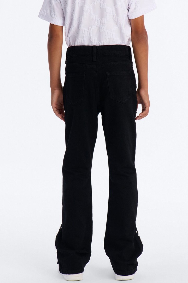 Mini Stacked Slim Flare Iron Outlaw Slit Jean - Black