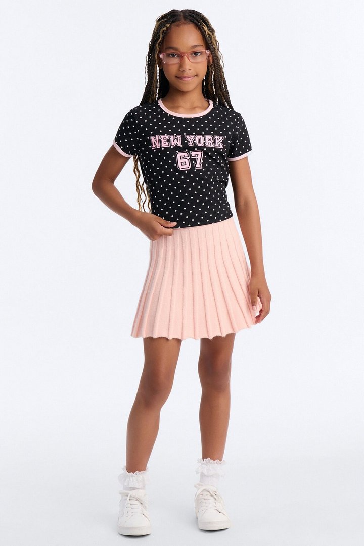 Mini New York 67 Polka Dot Print Short Sleeve Tee - Black