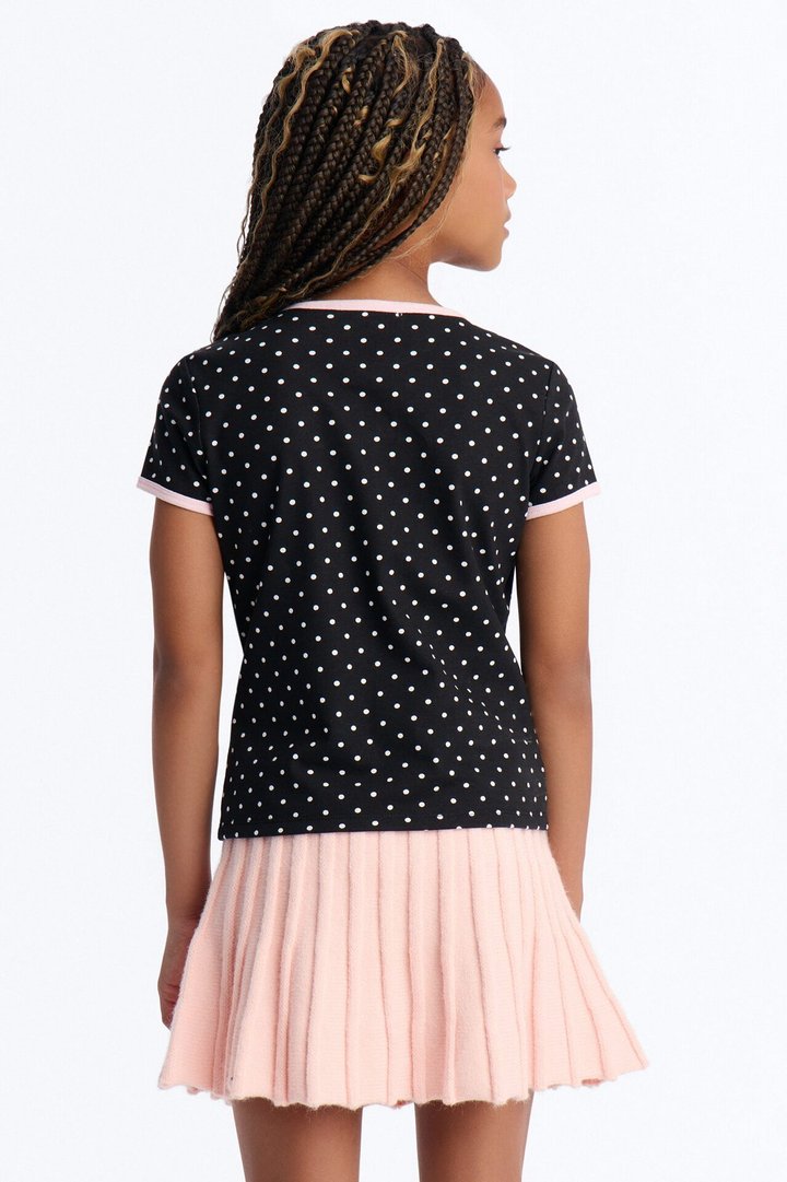 Mini New York 67 Polka Dot Print Short Sleeve Tee - Black