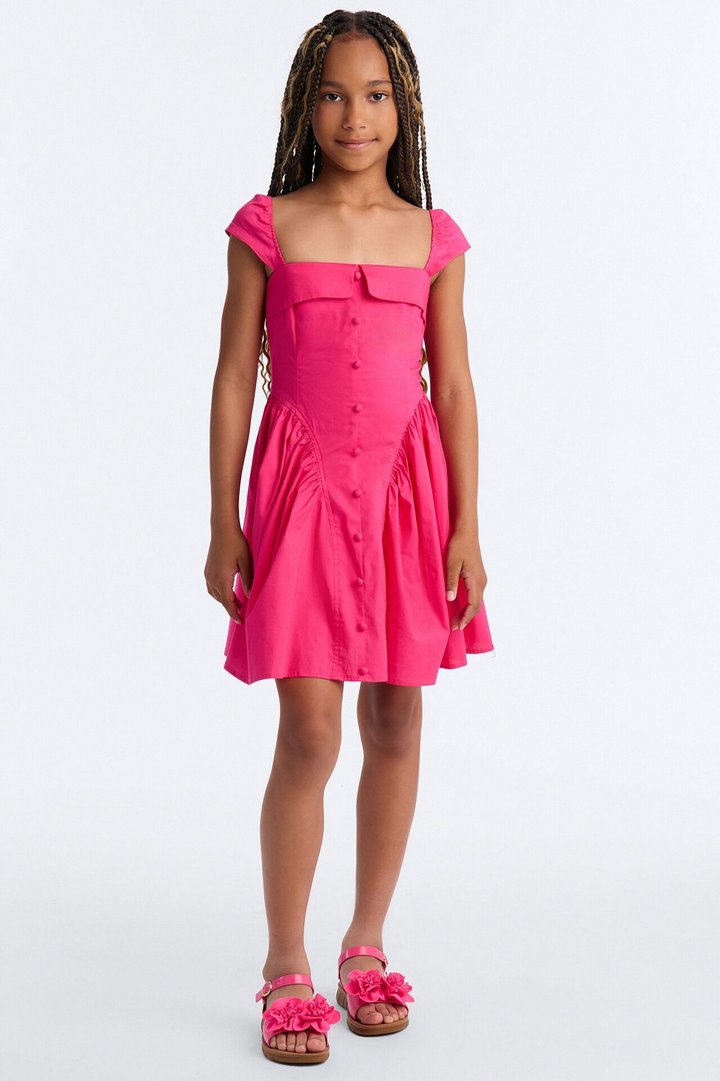 Mini Cleodora Poplin Mini Dress - Fuchsia