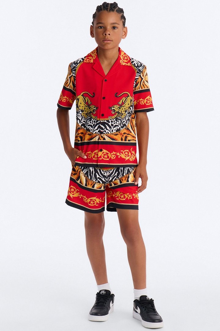 Mini Jungle Royale Baroque Swim Trunk - Red