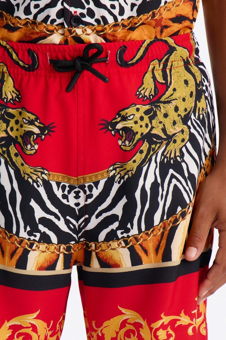 Mini Jungle Royale Baroque Swim Trunk - Red