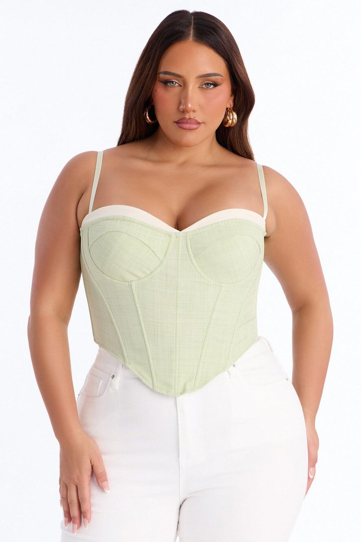 Heat Check Pinstripe Corset - Sage/combo