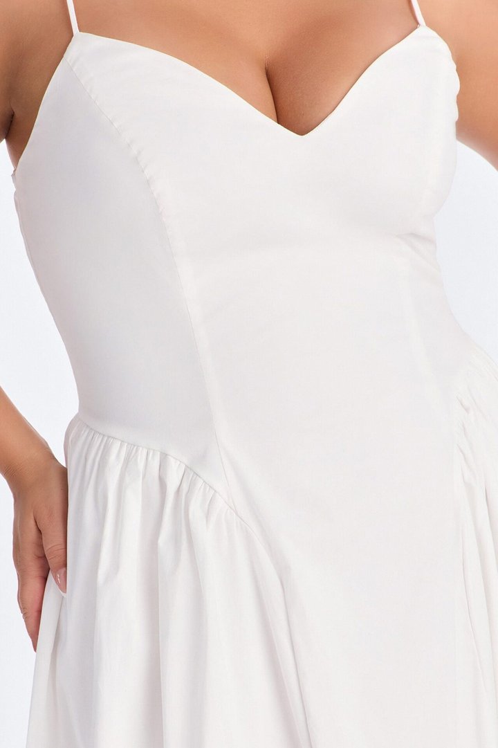 Whitney Pleated Poplin Midi Dress - White