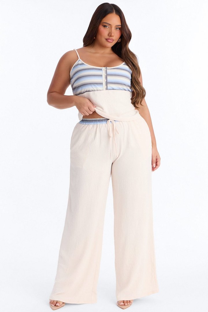 Lilian Striped Pant Set - Cream/combo