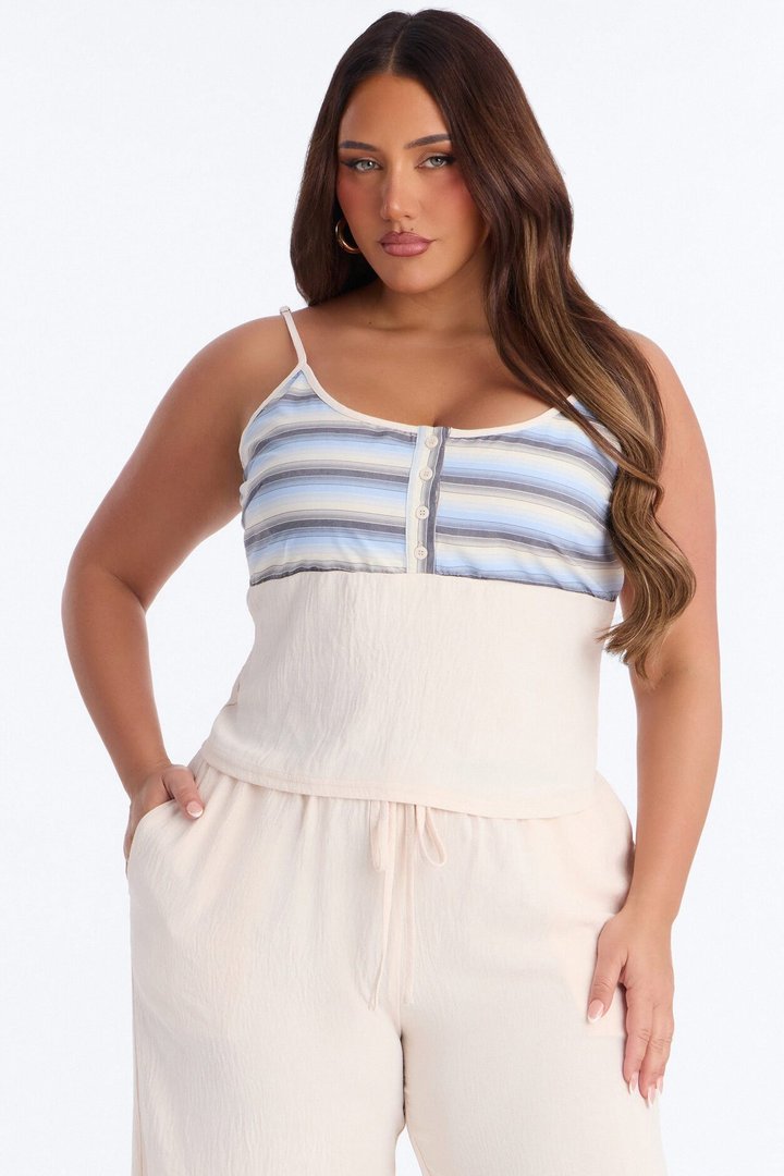 Lilian Striped Pant Set - Cream/combo