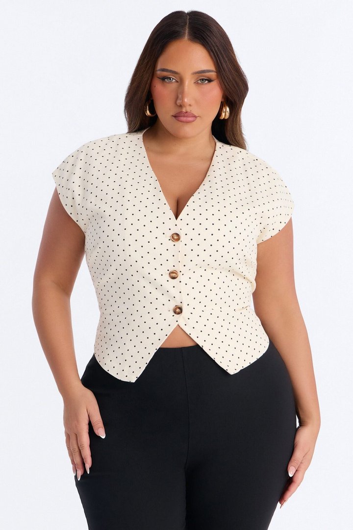 Day Made Polka Dot Twill Top - Cream/combo