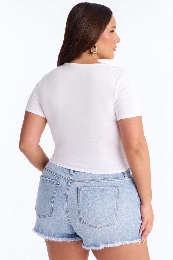Lost Your Chance Short Sleeve Ruched Top - White