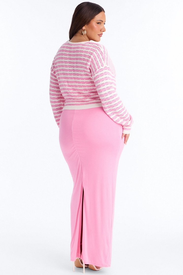 Gigi 2 Piece Maxi Dress Cardigan Set - Pink