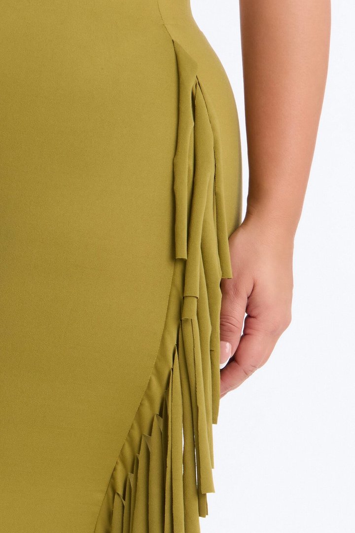Going Places Fringe Maxi Skirt - Green