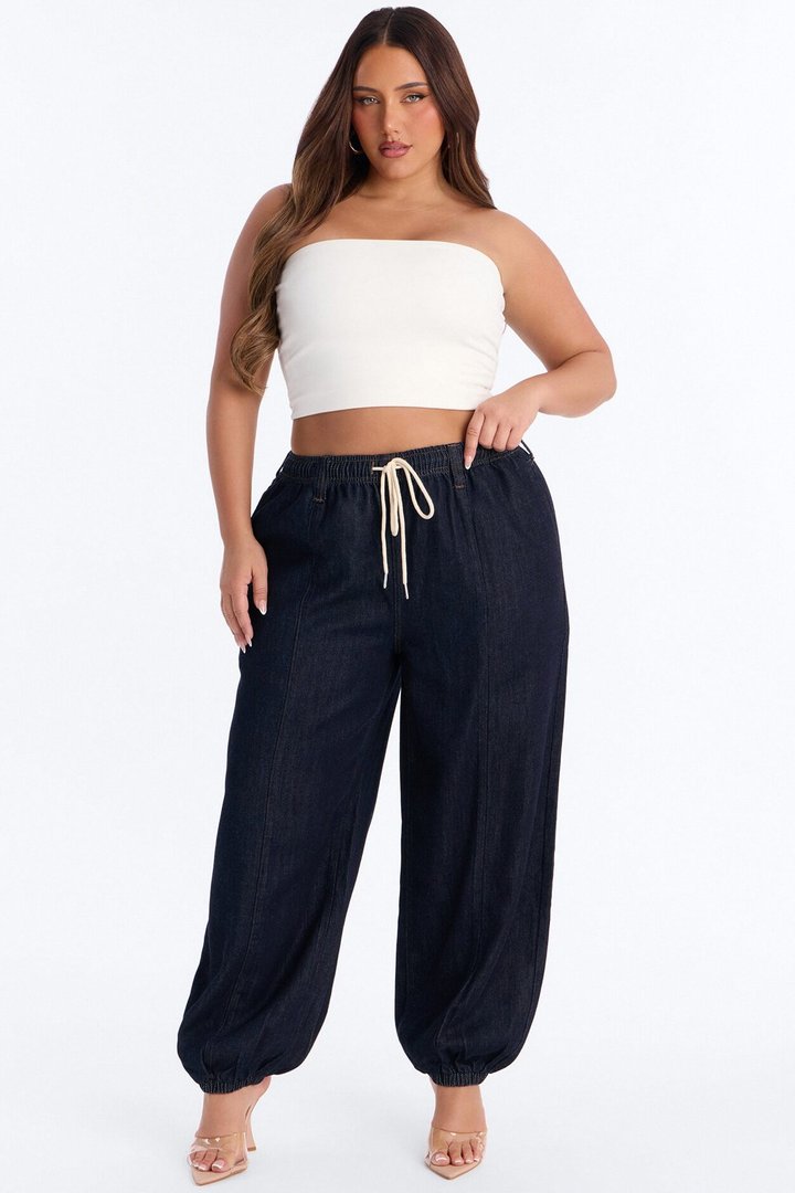 Crystal Cove Tie Waist Jeans - Dark Wash