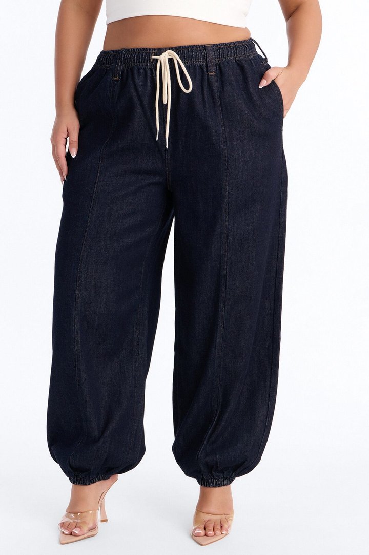 Crystal Cove Tie Waist Jeans - Dark Wash