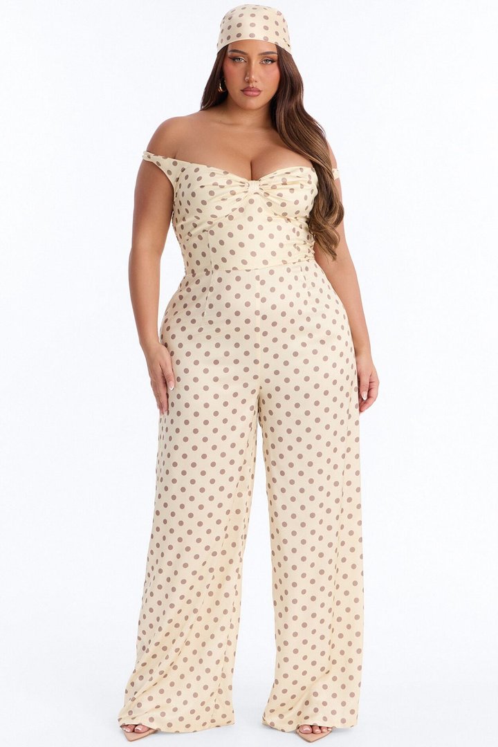 Carmela Head Scarf And Satin Jumpsuit - Yellow