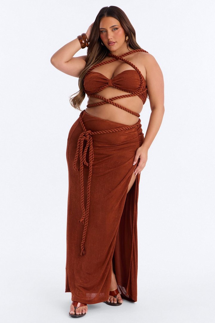 Tied To You Maxi Skirt Set - Rust