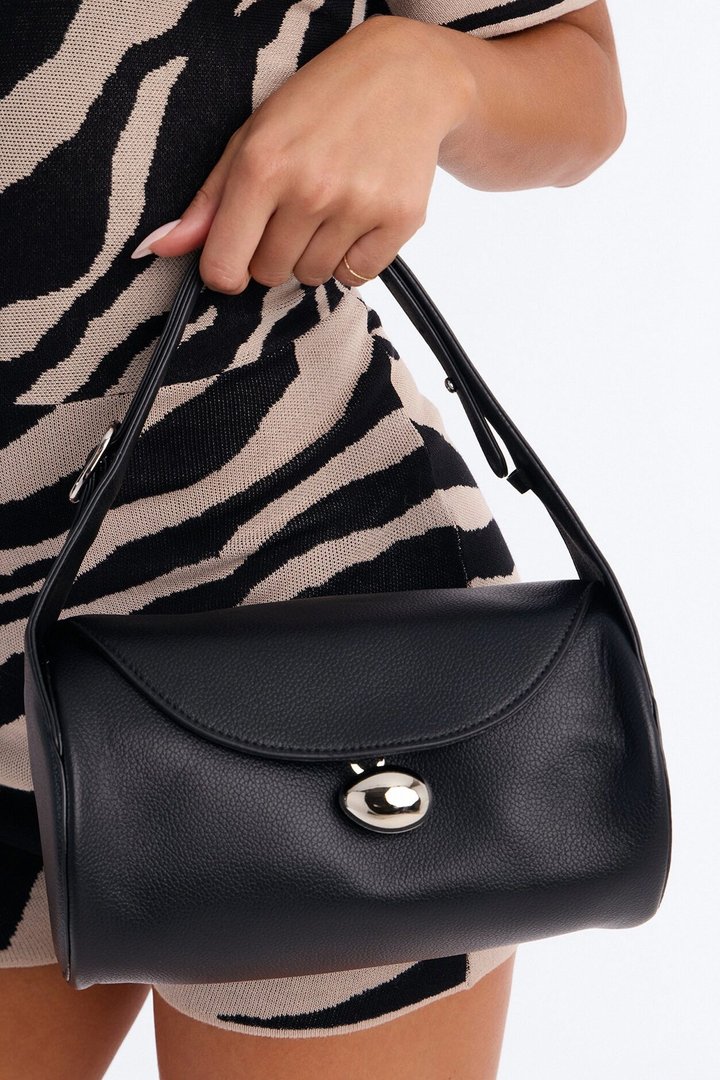 Minimal Talk Faux Leather Shoulder Bag - Black