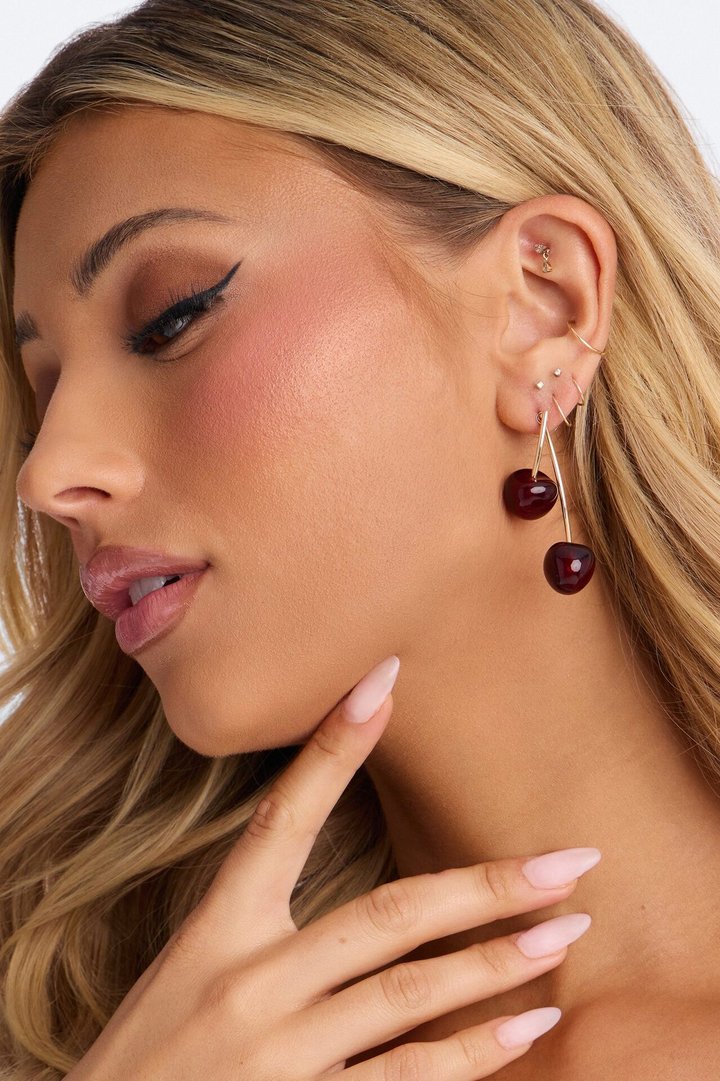 Sugarplum Cherry Earrings - Gold/Red
