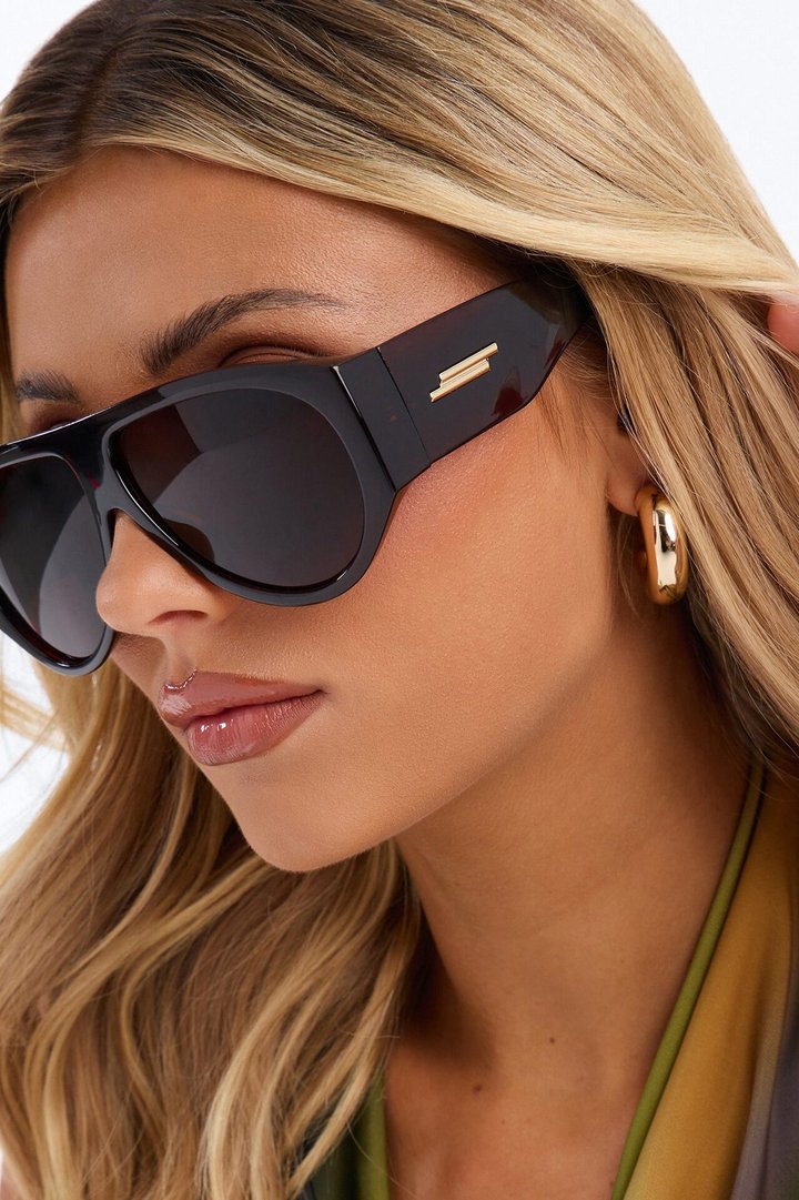 Fashion Forward Shield Sunglasses - Brown