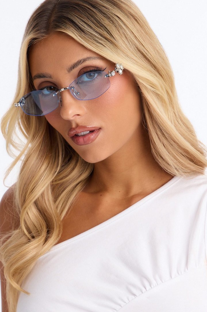 Faded Jeans Sunglasses - Silver/Blue