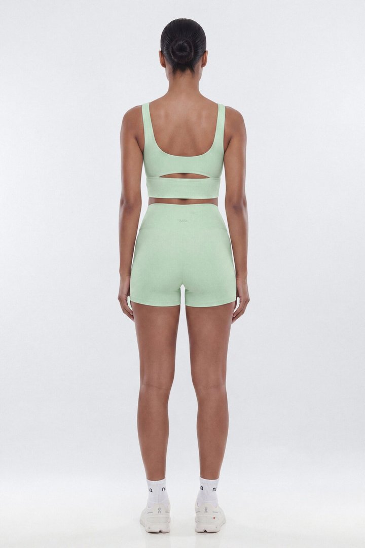 ButterSoft 4″ V Front Ruched Biker Shorts - Cool Mint