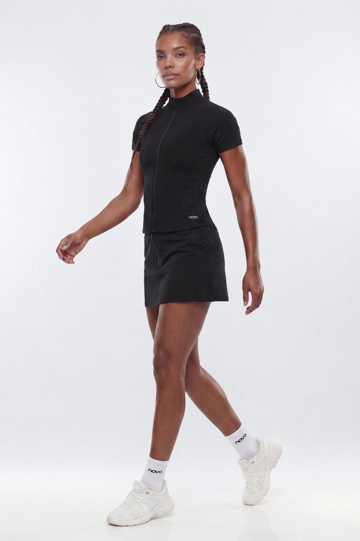 ProStretch™ Short Sleeve Front Zip Sports Jacket - Black