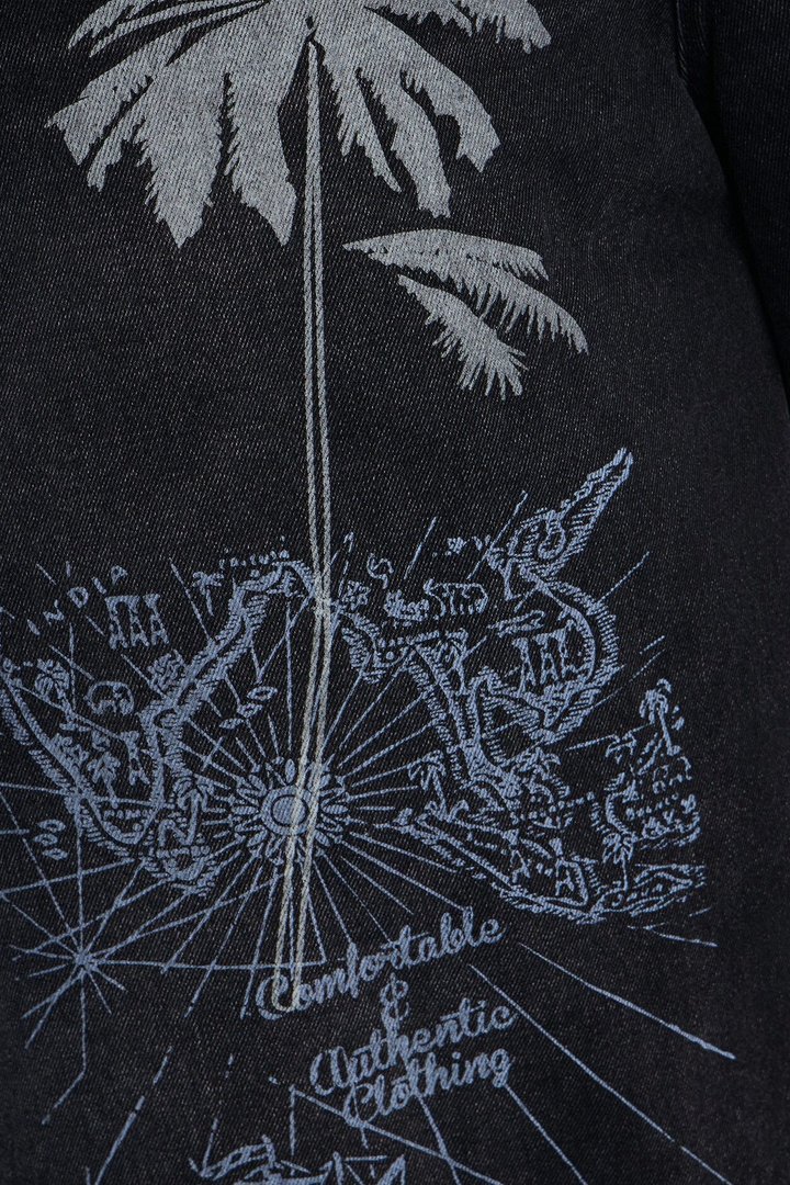 Baggy Palm Breeze Denim Short - Black Wash
