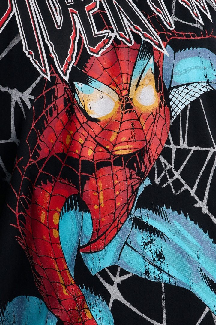 Marvel Spiderman Heavy Weight Boxy Short Sleeve Tee - Black