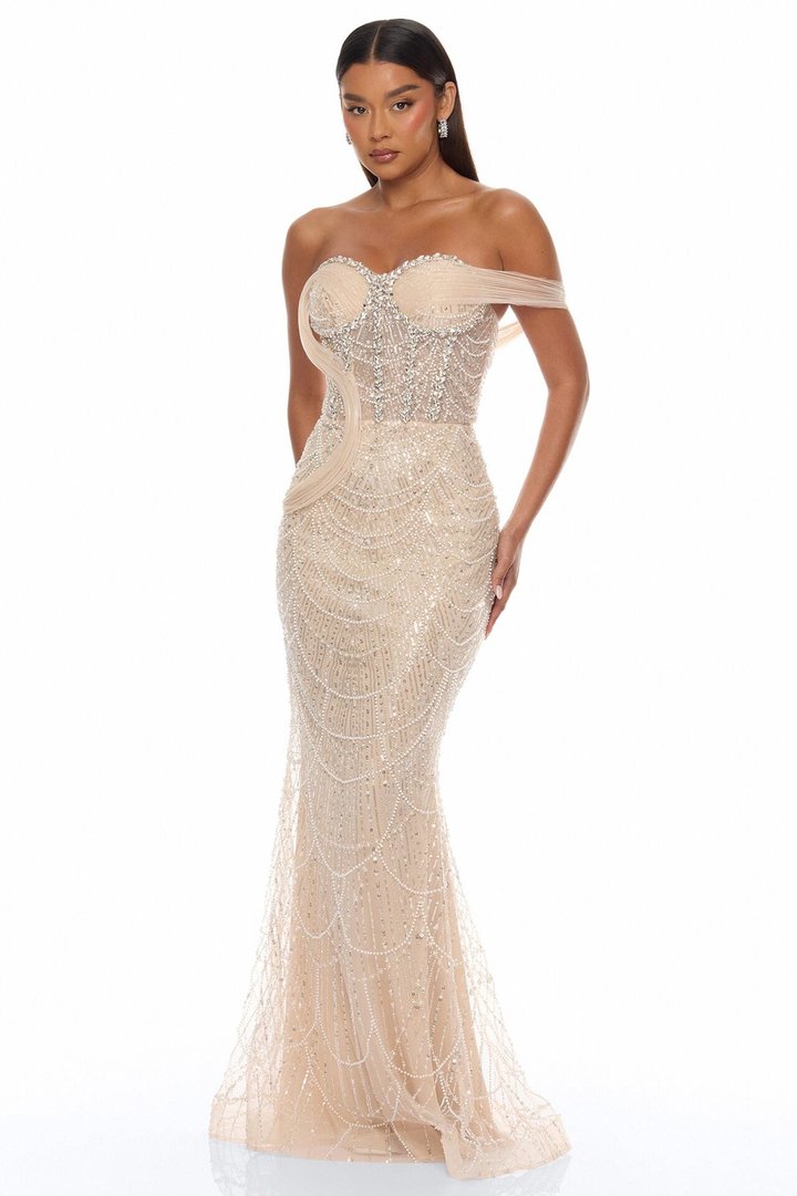 Diamond Of The Ball Sequin Gown - Champagne