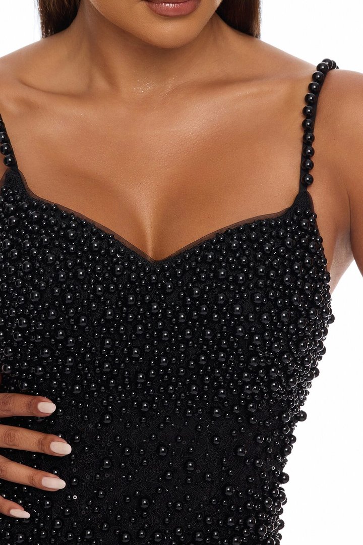 Brielle Embroidery Corset Gown - Black